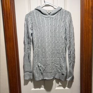 Guess Gray Cable Knit Women's Sweater with hood